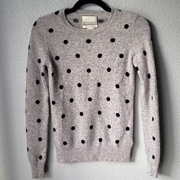 RARE Collectible Cynthia Rowley Polka Dot Cashmere Sweater - Picture 4 of 12